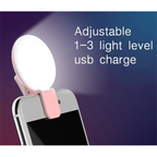 Mini Selfie Ring Light Portable LED Lamp USB Charging Photography Clip Ring Light Universal Mobile Phone Live Video Beauty Lamp