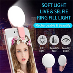 Mini Selfie Ring Light Portable LED Lamp USB Charging Photography Clip Ring Light Universal Mobile Phone Live Video Beauty Lamp